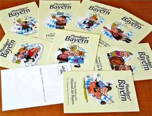 Comic-Grußkarten Set "Pfundige Grüße aus Bayern"